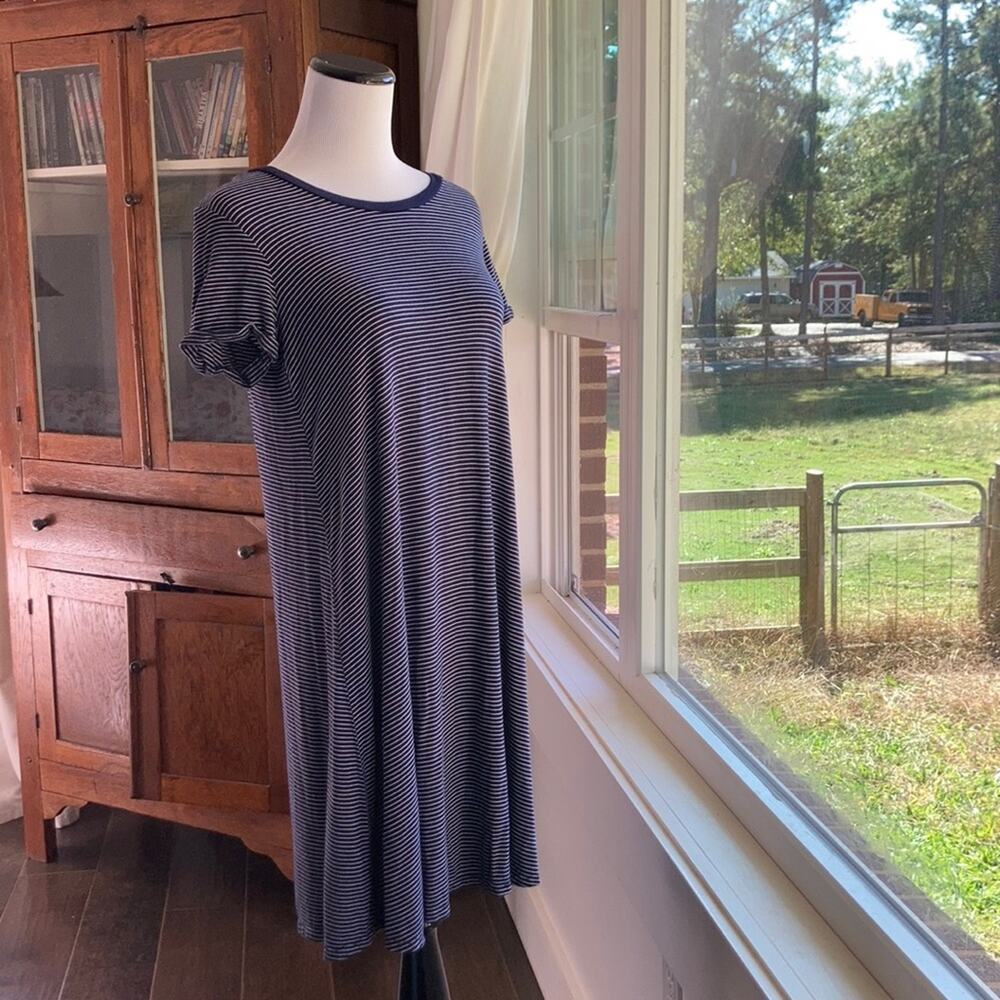 love,fire Blue & White Striped T-shirt Dress, S